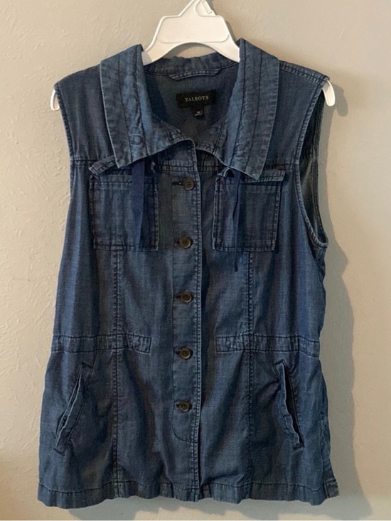 Talbots Jackets & Blazers - Talbots Dark Blue Denim Sleeveless Button Vest